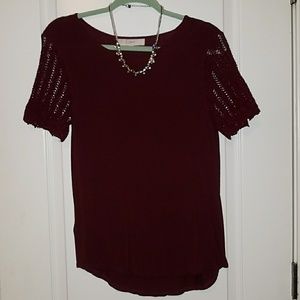 LOFT crochet sleeve t-shirt - Size XS